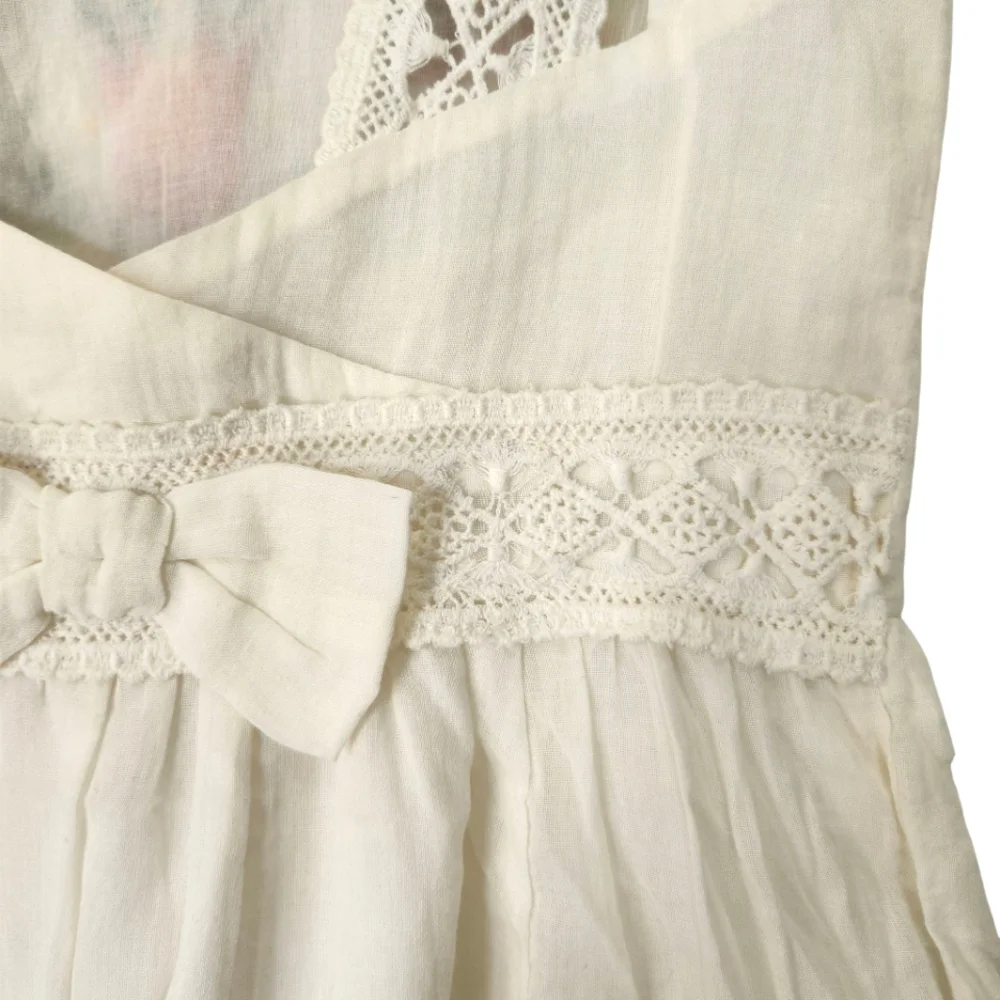 DERHY KIDS Gauzy Embroidered‎ Floral Bohemian 100% Cotton Dress Sz 10/12 Wedding